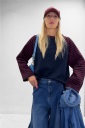 maglia bicolore con manica a righe leila